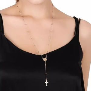 NWT Silver Cross Beaded Necklace